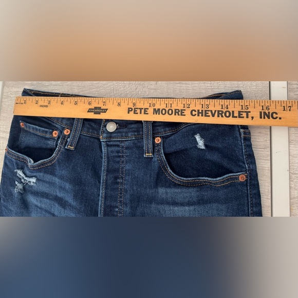 Levi's Ribcage Straight Ankle Jeans Distressed Dark Wash High Rise Button Fly 30 - Picture 8 of 9